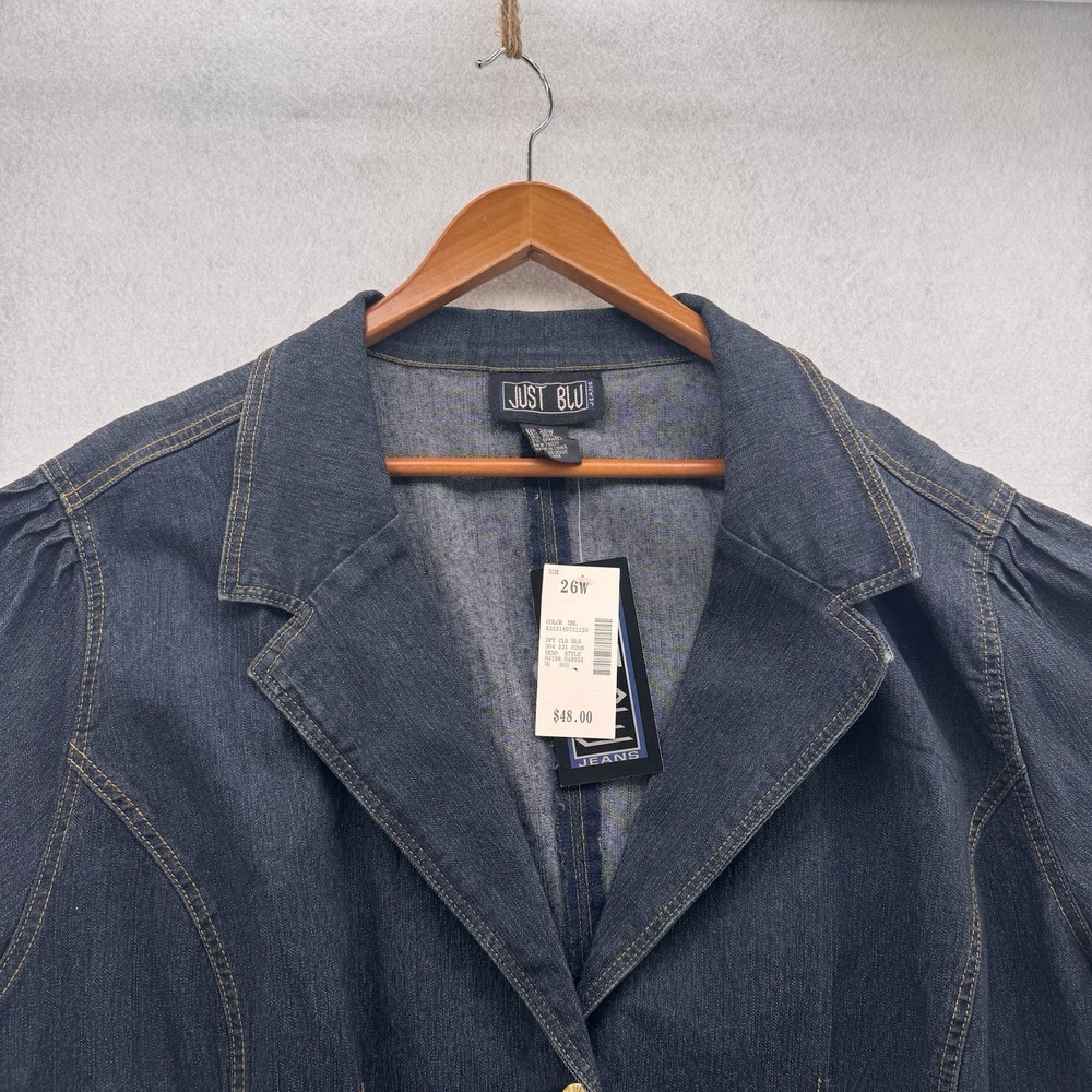 Just Blu Jeans Denim Jean Blazer Jacket Embellishment 26W NWT - Picture 2 of 12